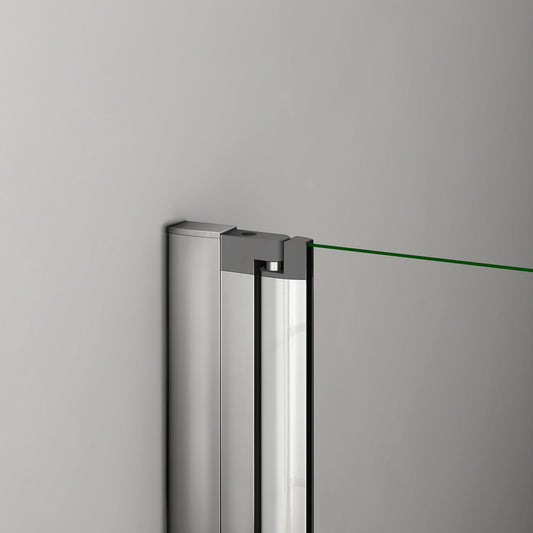Mampara de ducha de cristal templado de 6 mm con revestimiento antical, puerta pivotante plegable y panel fijo, 195 cm de altura
