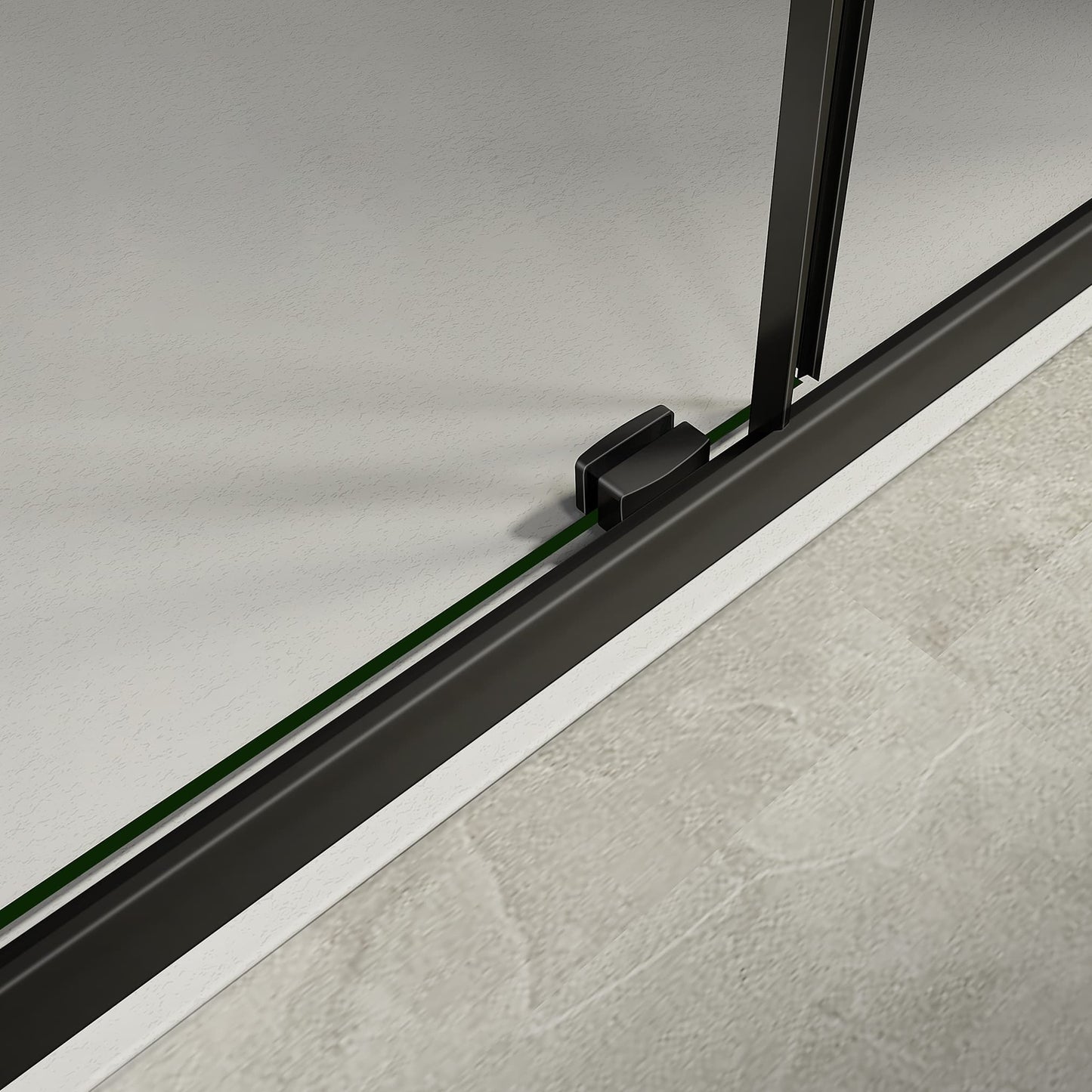 Mampara de ducha corredera de cristal antical de 6 mm con puerta y panel fijo, de 185 cm de altura