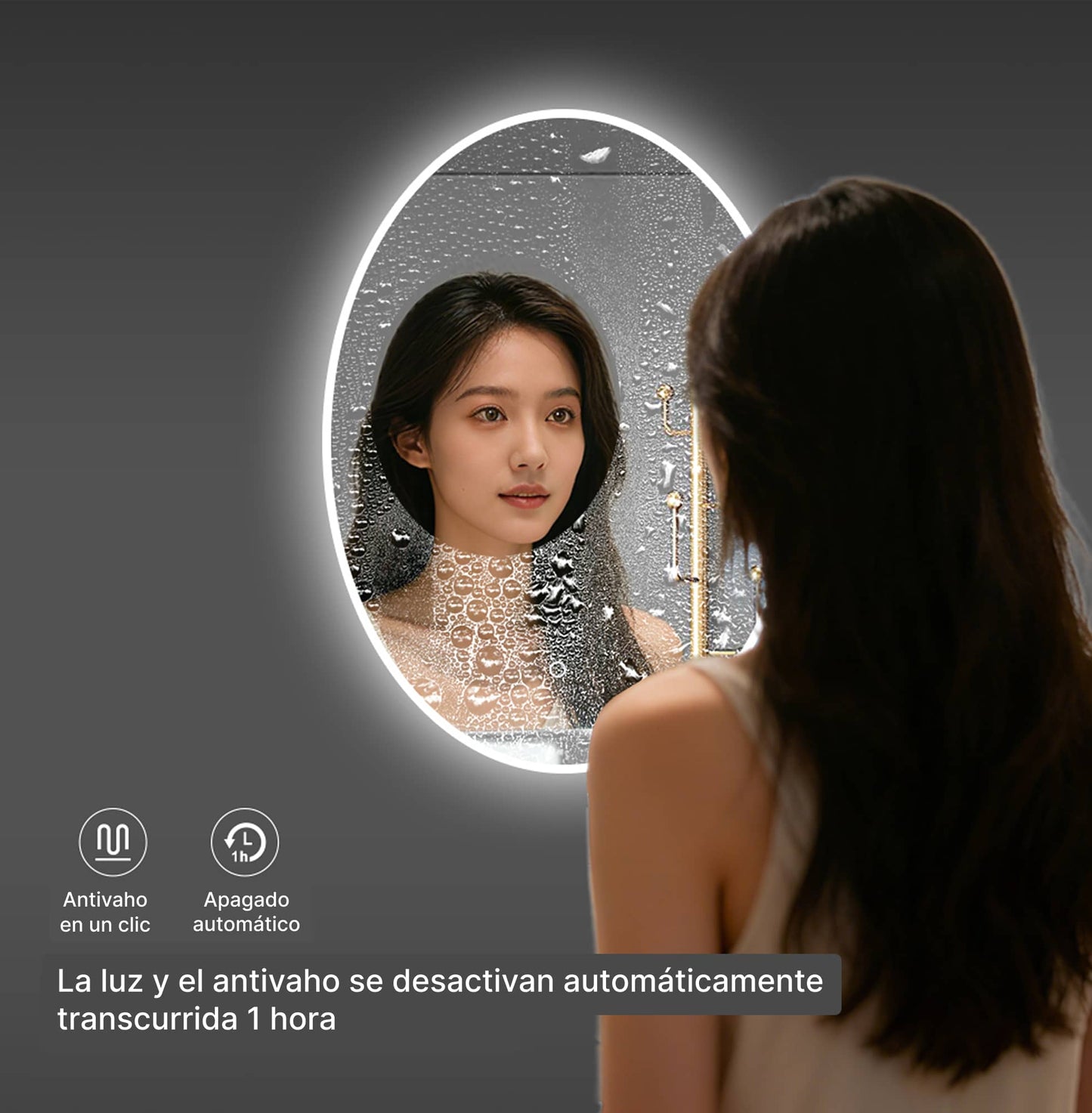 Espejo de baño ovalado con iluminación LED regulable