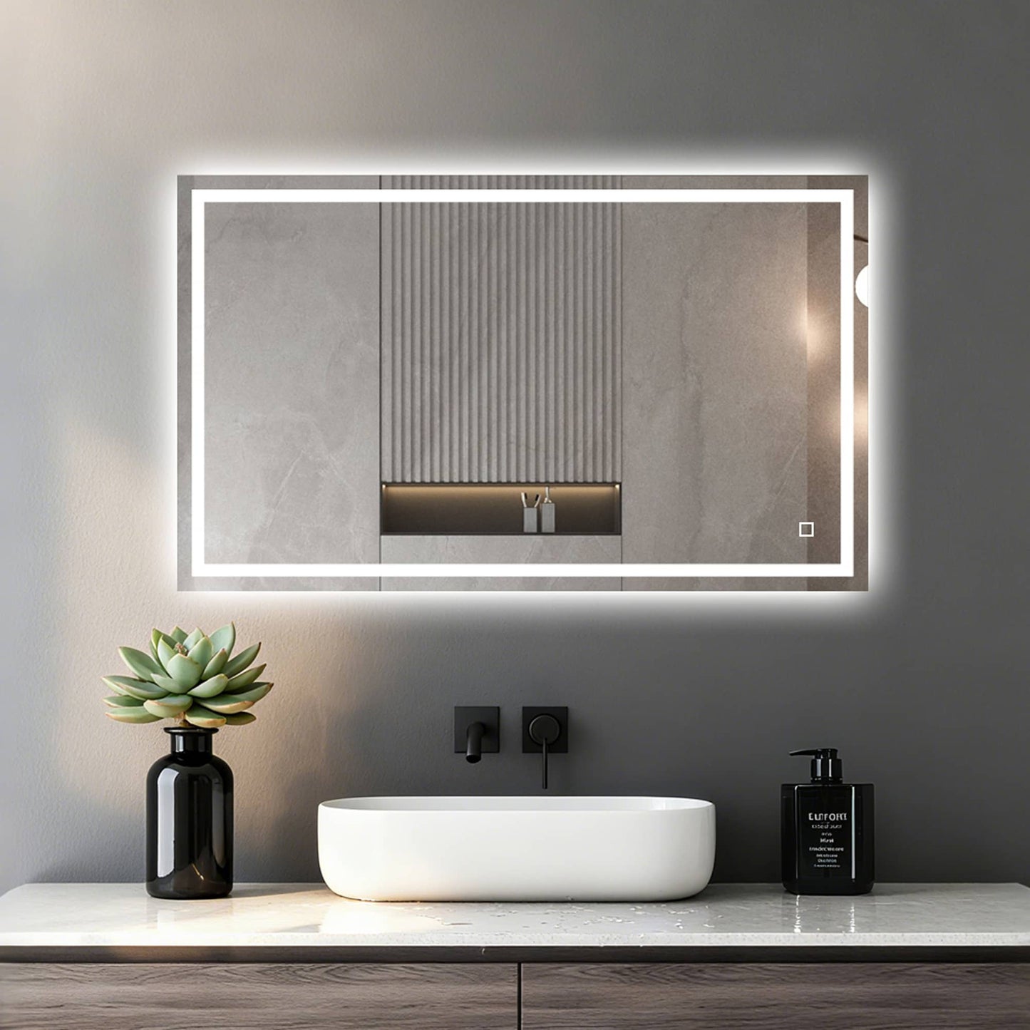 Espejo de baño antivaho con luz LED en 3 tonos y brillo regulable