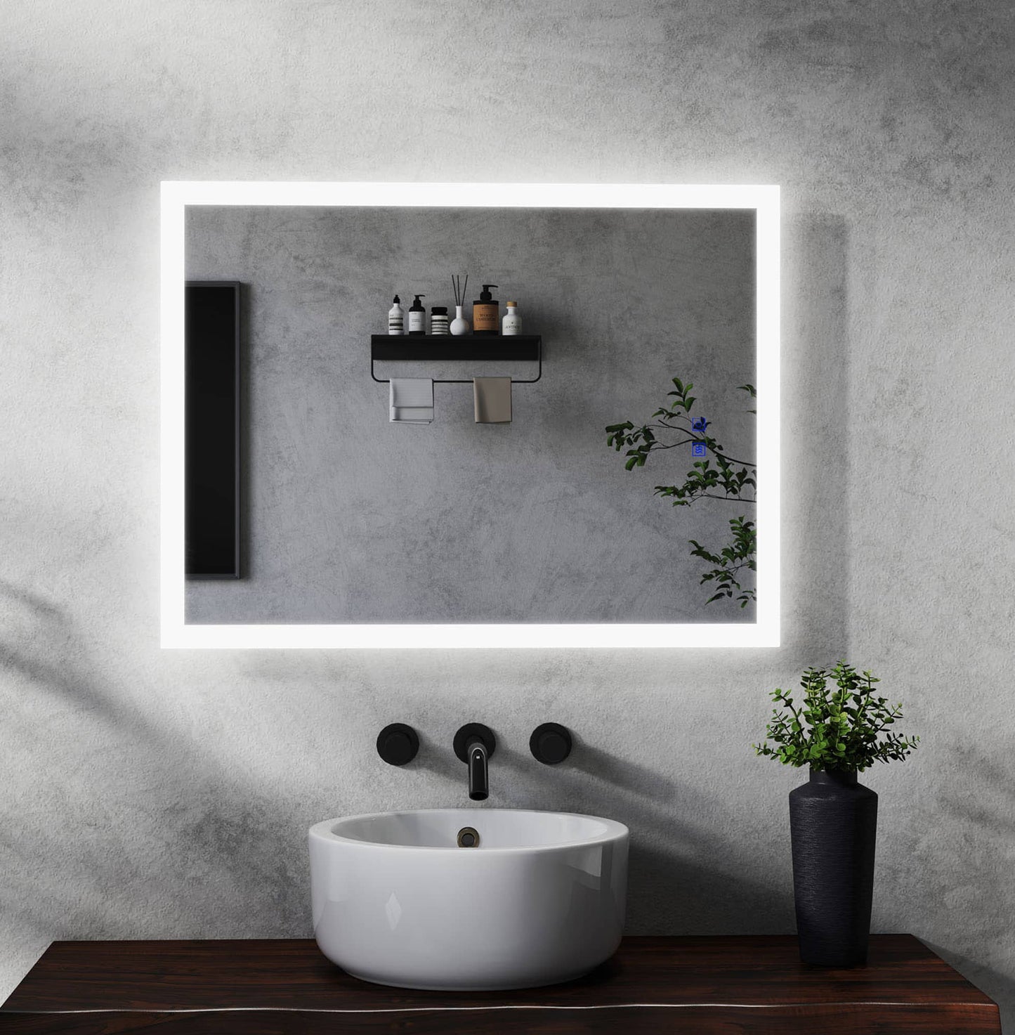 Espejo de baño LED con botón táctil y orentación vertical u horizontal