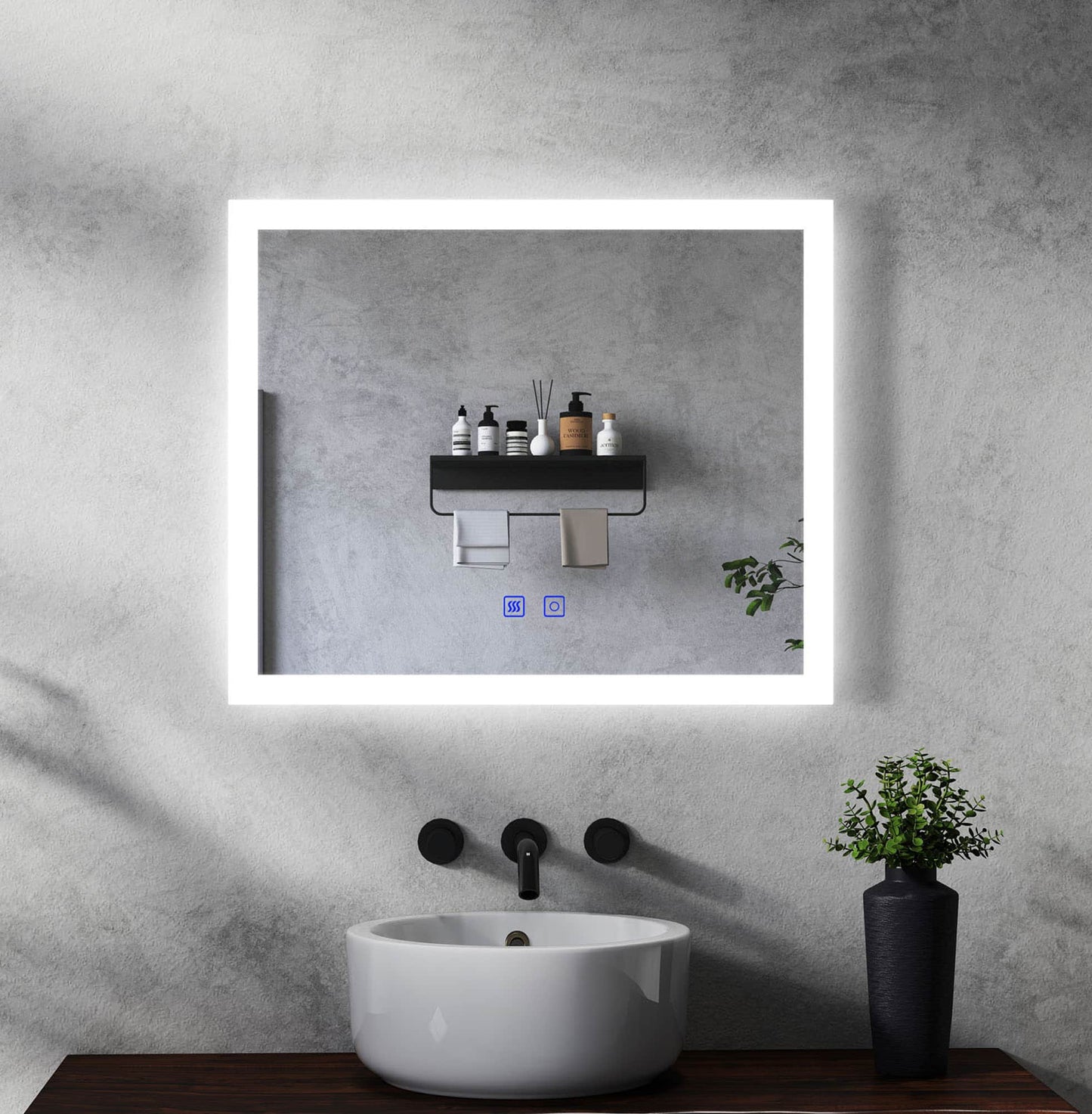 Espejo de baño LED con botón táctil y orentación vertical u horizontal