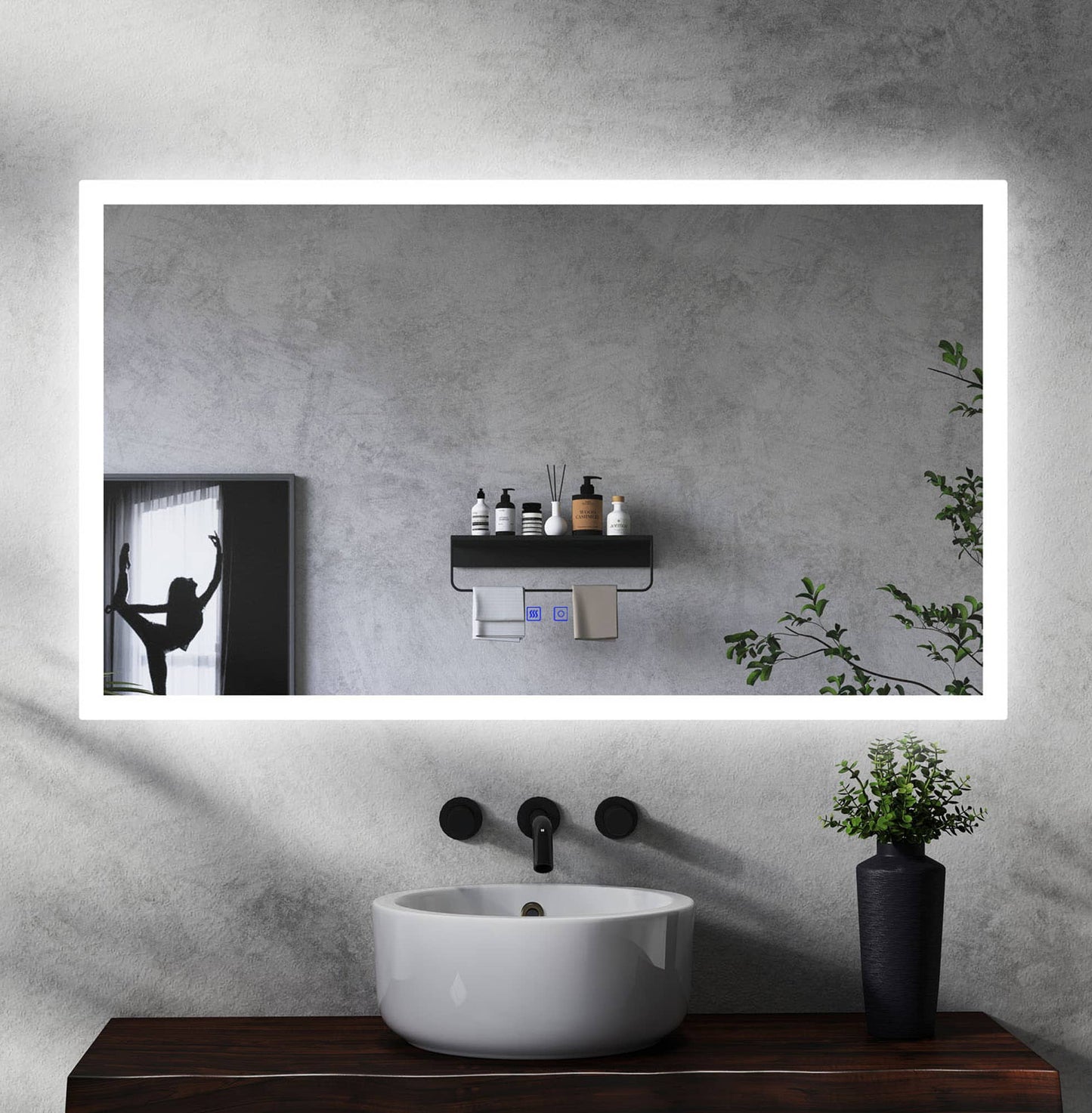 Espejo de baño LED con botón táctil y orentación vertical u horizontal