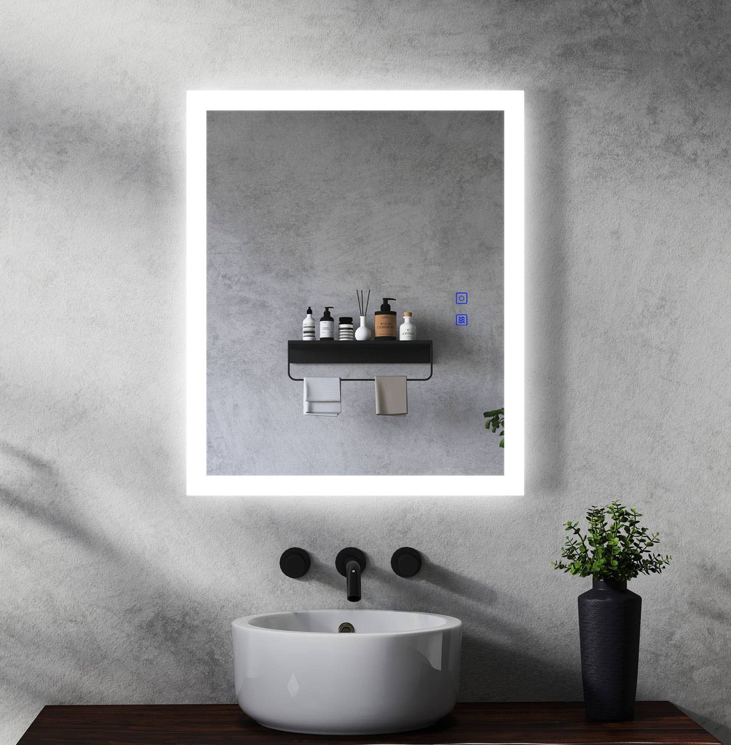 Espejo de baño LED con botón táctil y orentación vertical u horizontal