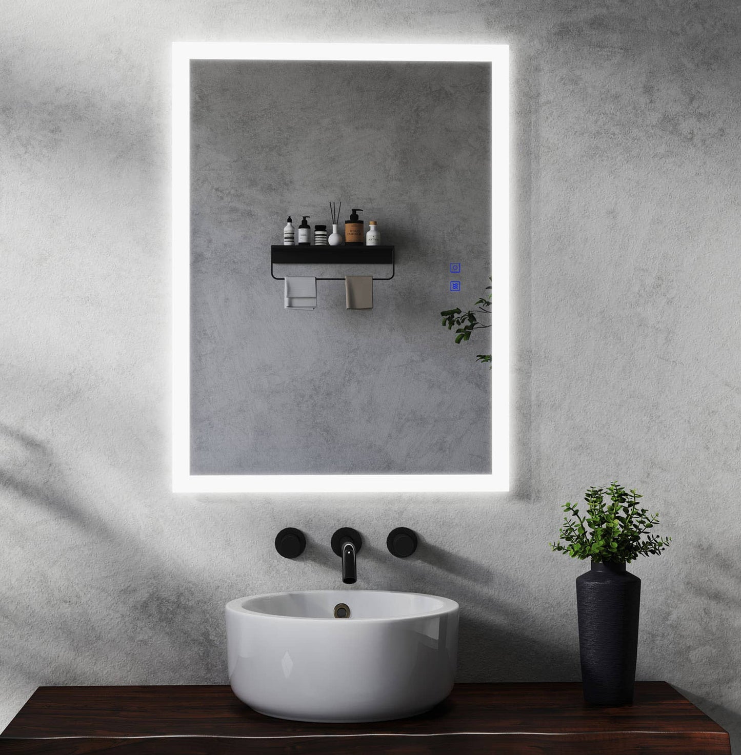 Espejo de baño LED con botón táctil y orentación vertical u horizontal