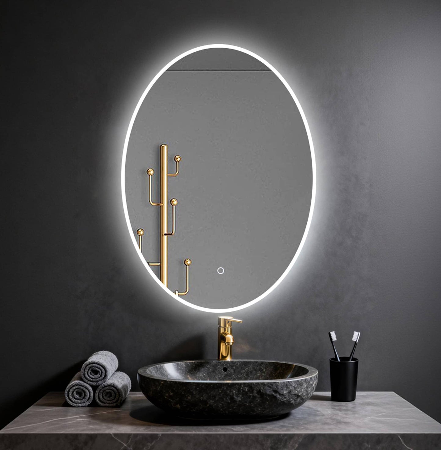 Espejo de baño ovalado con iluminación LED regulable