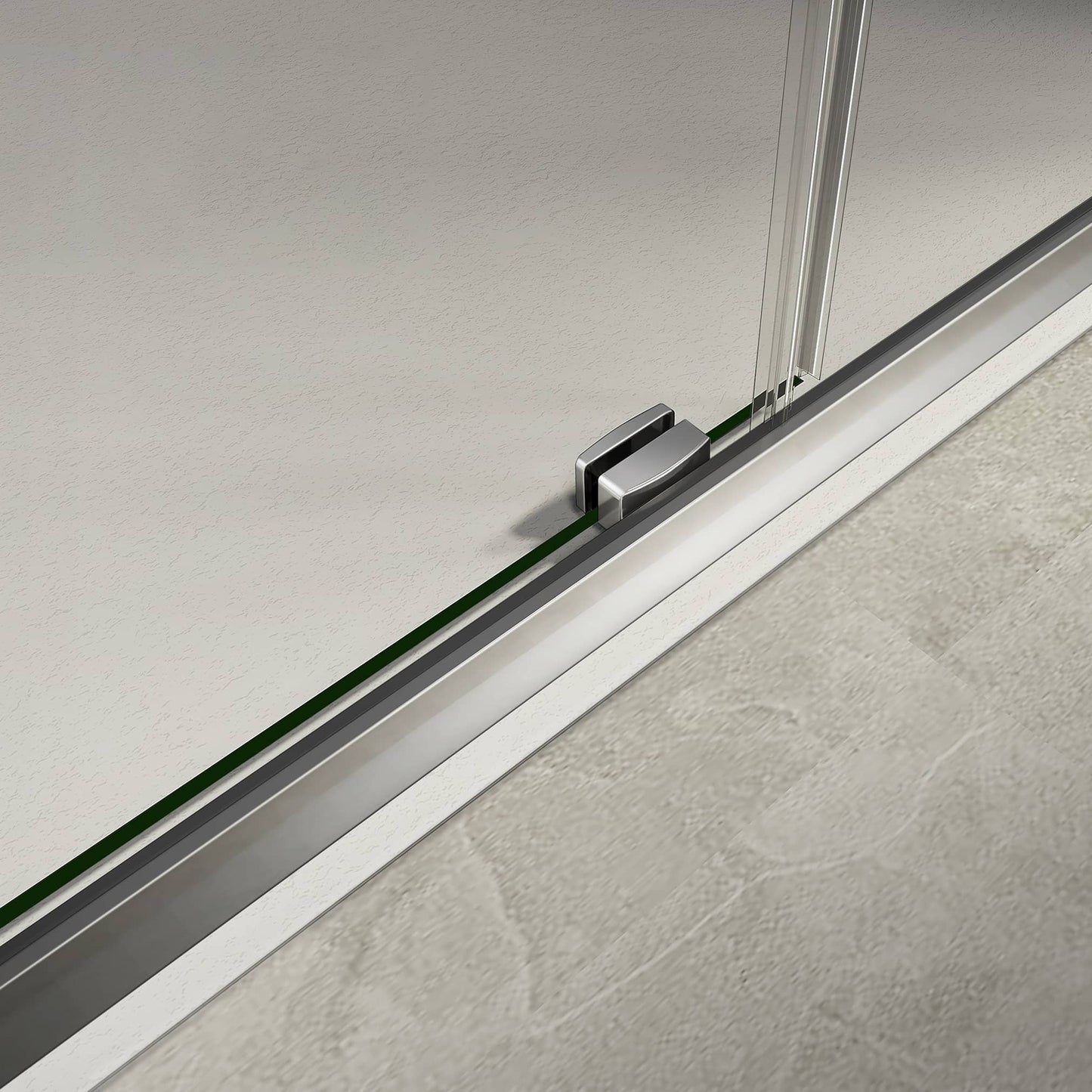 Mampara de ducha corredera de cristal antical de 6 mm con puerta y panel fijo, de 185 cm de altura