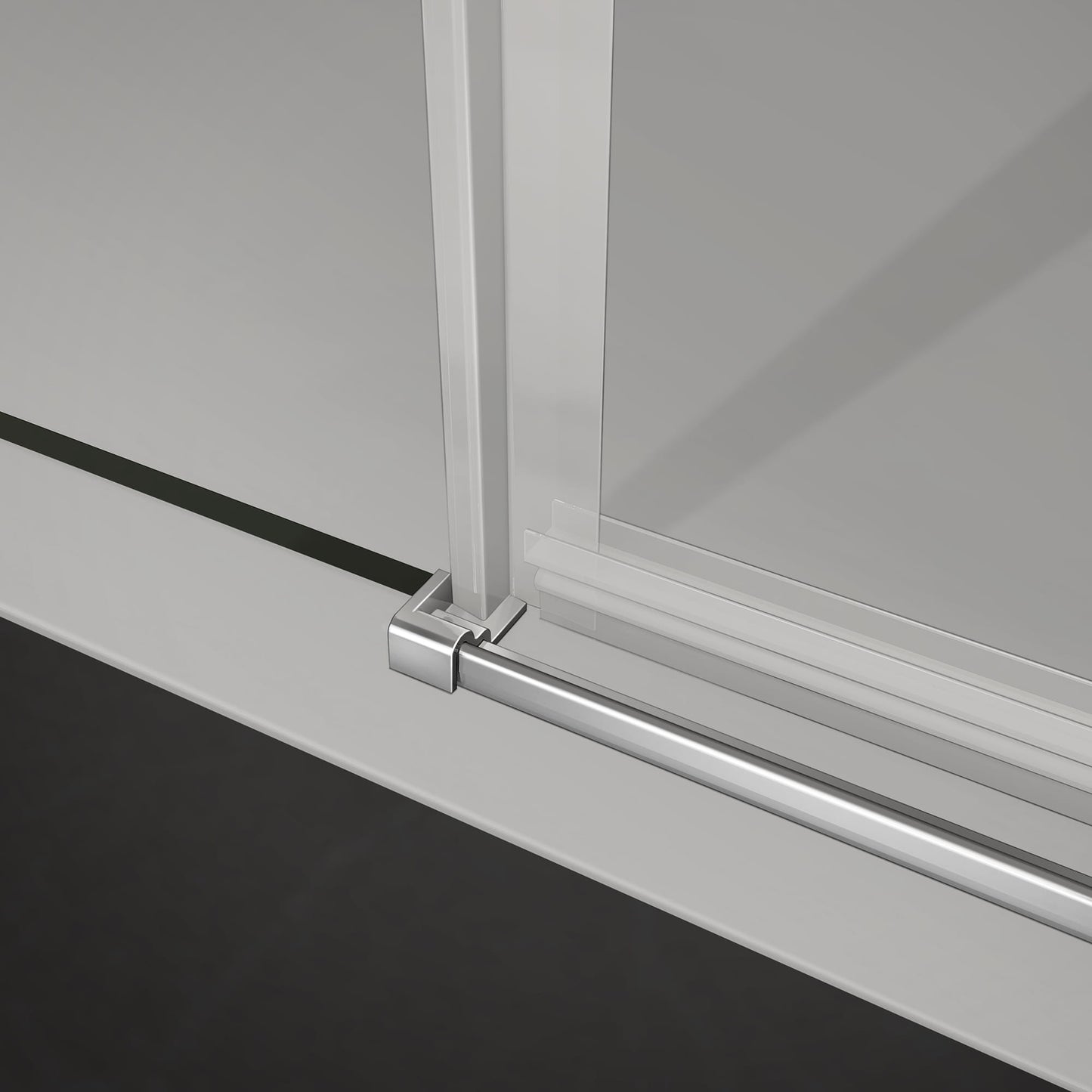 Mampara de ducha de cristal templado transparente de 8 mm con revestimiento antical, puerta pivotante y panel lateral fijo