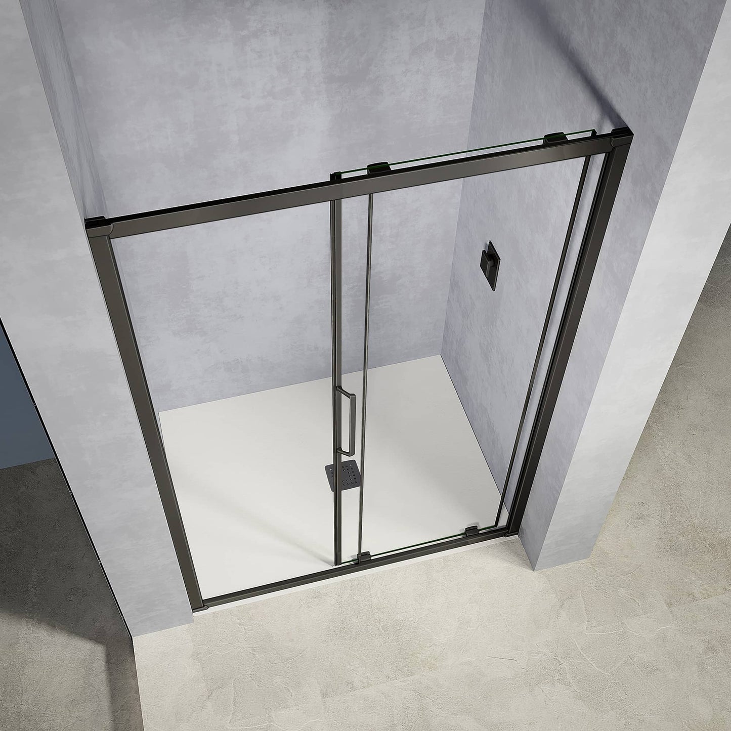 Puerta de ducha de aluminio y cristal transparente de 6 mm, corredera, altura 185 cm